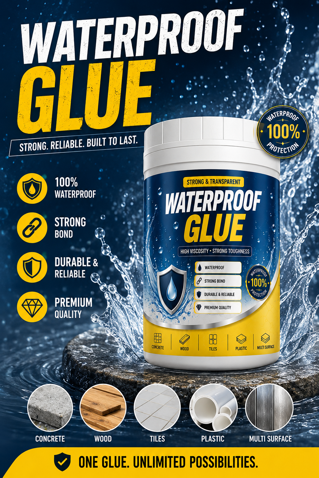 Transparent waterproof glue